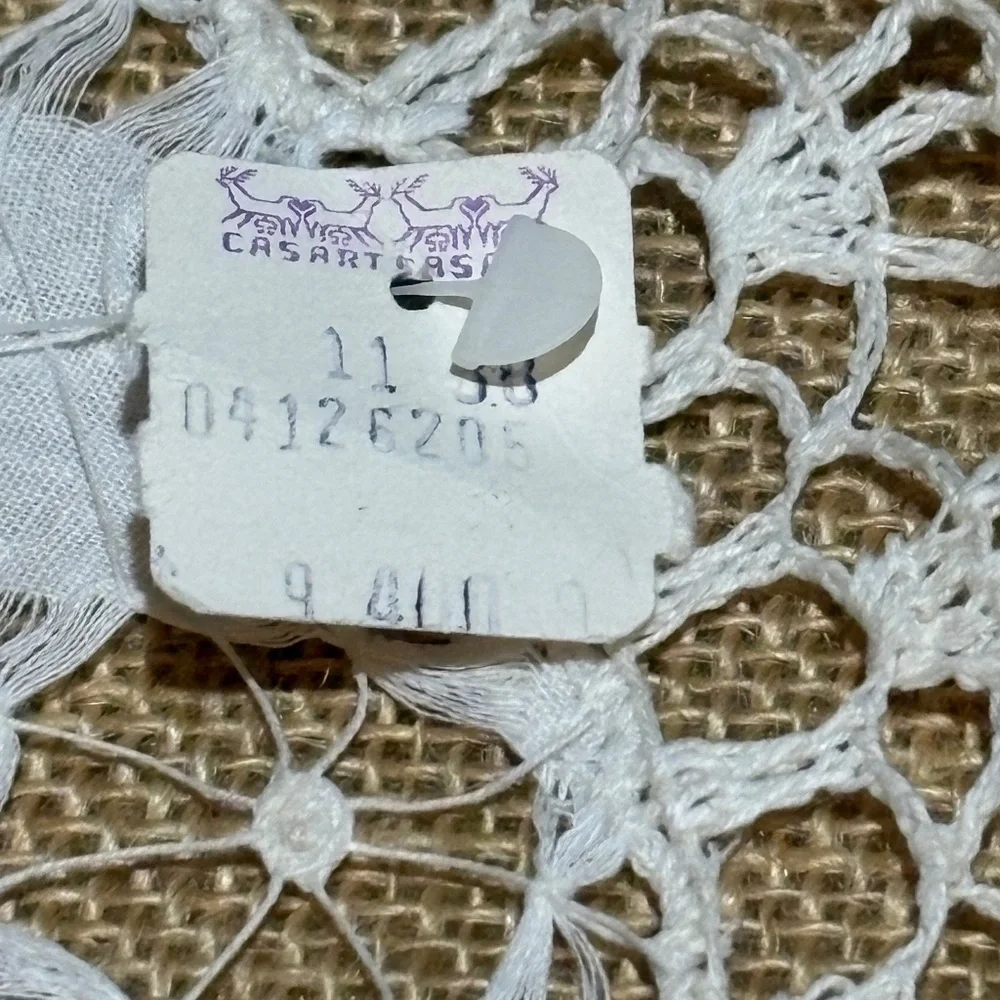 VTG‎ Linen Drawn Pulled Thread Embroidery Lace Doily NEW NWT Crochet border 19